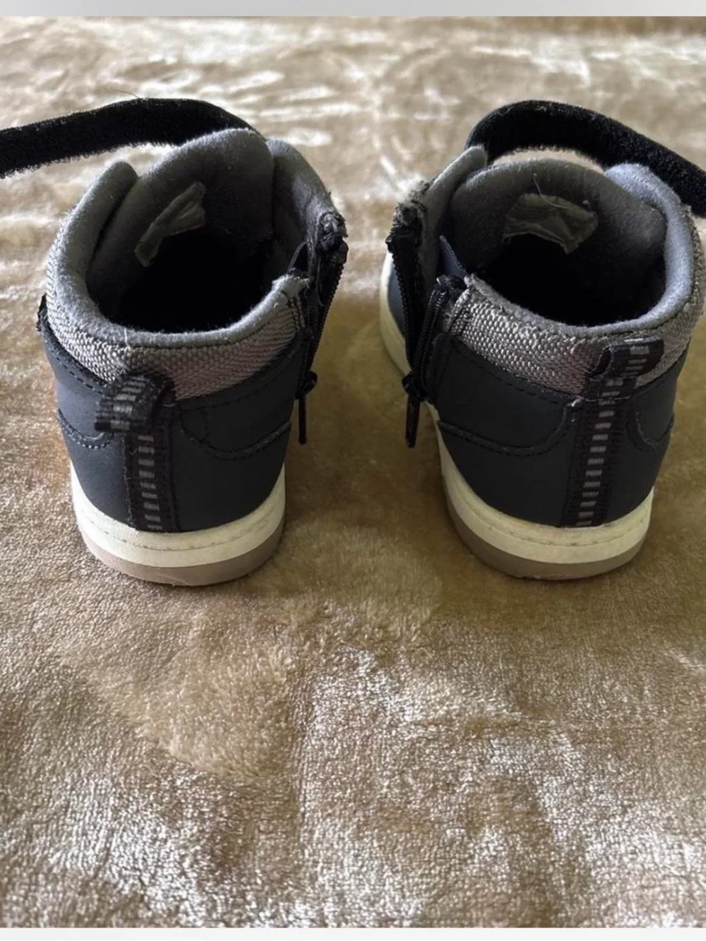 Cat & Jack Black and Gray Kids High-Top Zipper Boots